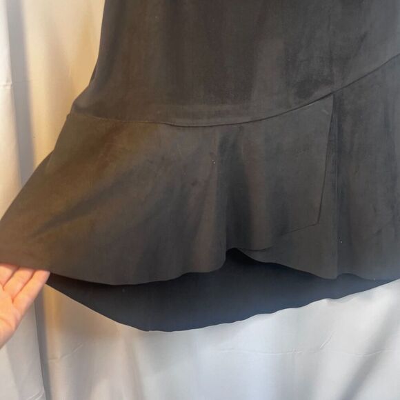 Kensie Black Faux Suede Aline Asymmetrical Ruffles Contemporary Midi Size XL - Picture 5 of 9